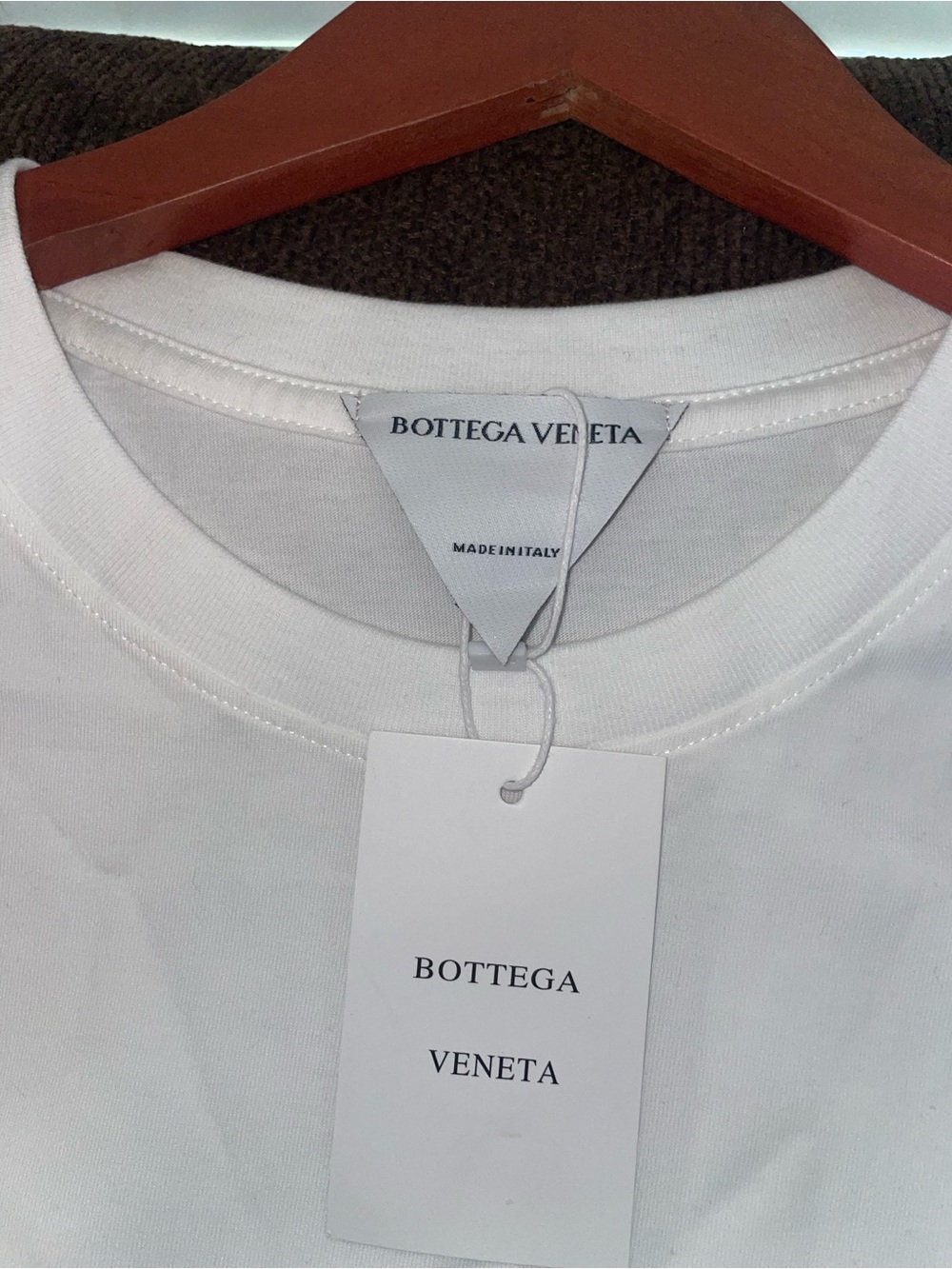 Bottega Veneta White Short-Sleeve Tee with Green Triangle Logon Mens XXL - Picture 4 of 6